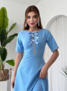 Wera Taşlı Fiyonk Detaylı Elbise resmi